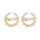 Hoop 2021 Fashion Personalised Custom Name 18k Gold Plated Large Bamboo Shape Hoop Earrings For Women