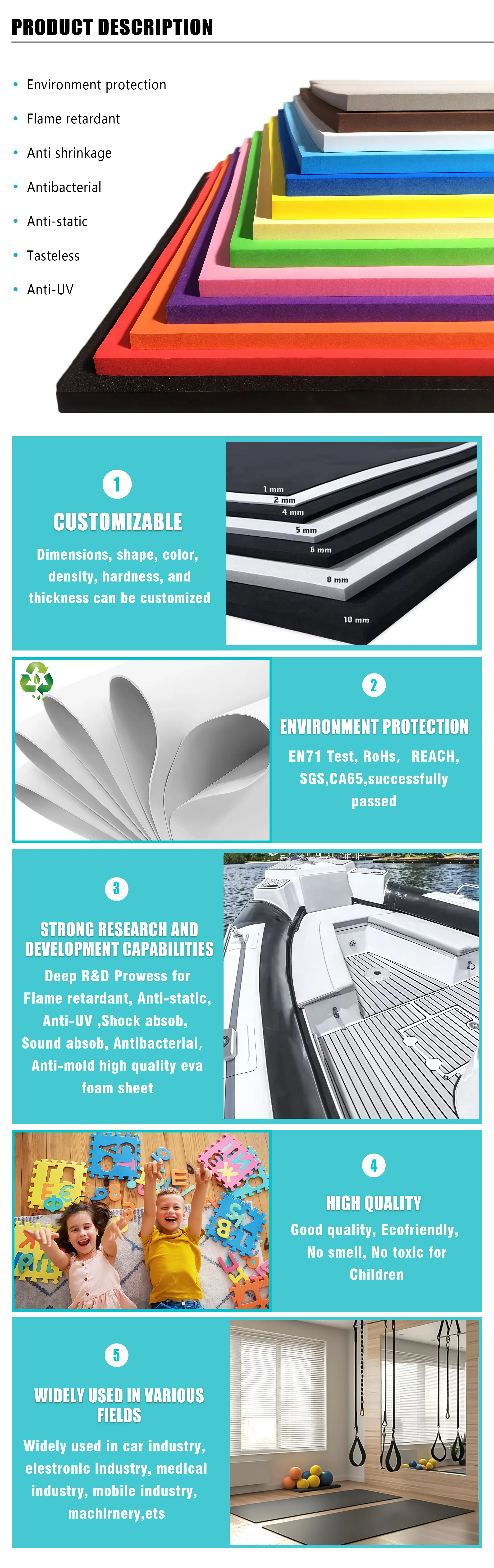 Customized Colorful Eva Foam Sheet High Quality Customization Thick Eva Foam Sheet details