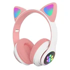 Headset New Cat Ear Headset Supports Wireless Luminous Noise Cancellation BT Headset