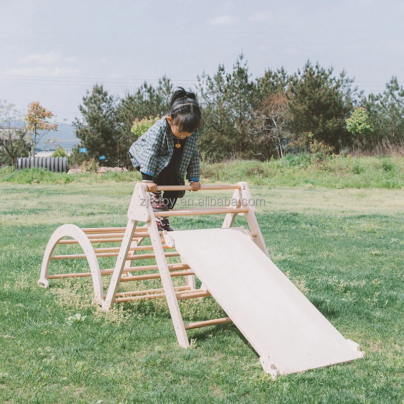 ألعاب مونتيسوري التعليمية الخشبية للأطفال مثلث المخلل مع إطار تسلق منحدر داخلي مخلل دريك مورد معدات الملعب