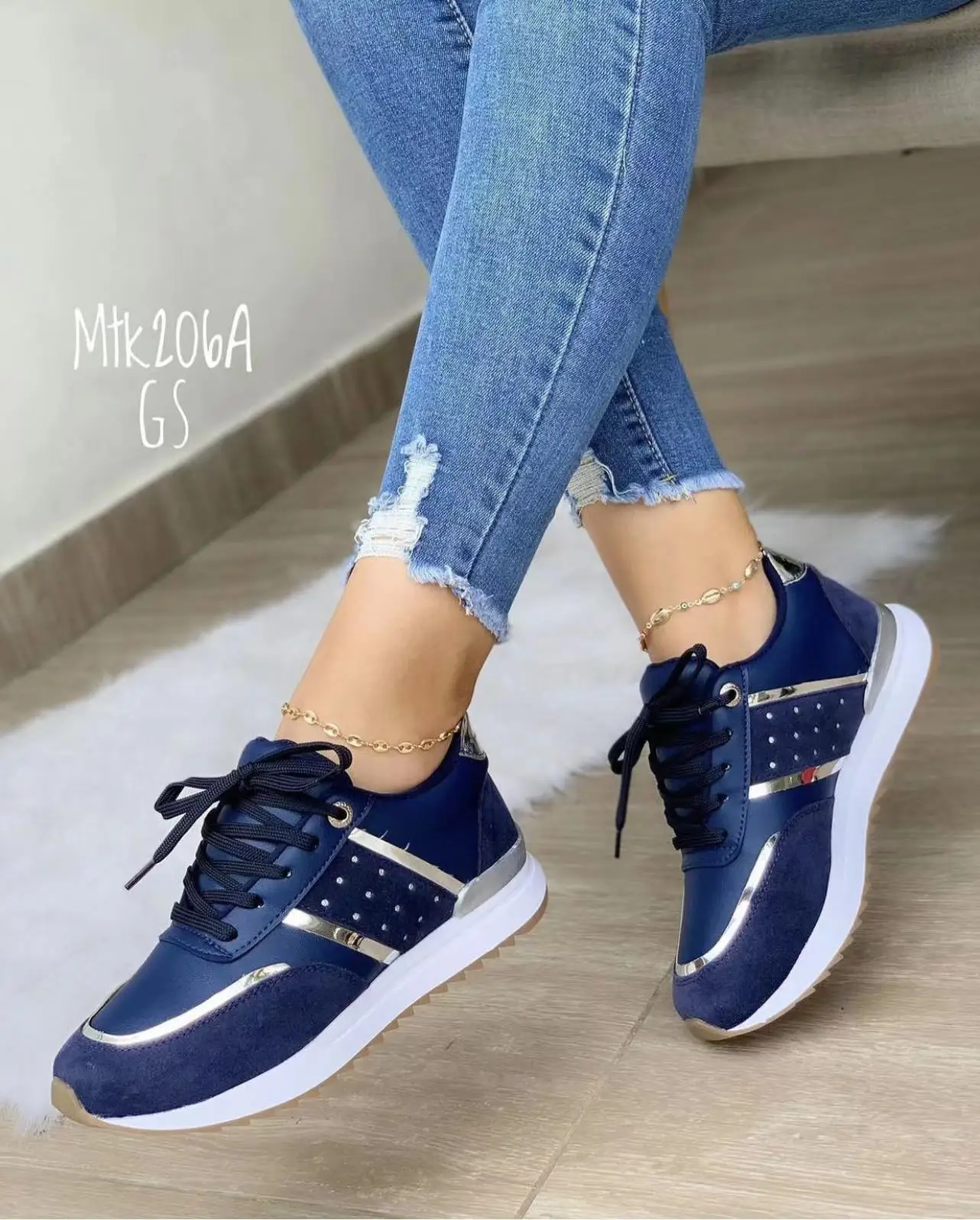 Hot sale Breathable Light Weight Sneaker Solid Color Round Head Casual Sport ShoesFor Women