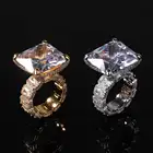 Zircon Zircon Micro Inlaid Zircon Big Diamond Ring Real Gold Plating Men's Hip Hop Rings