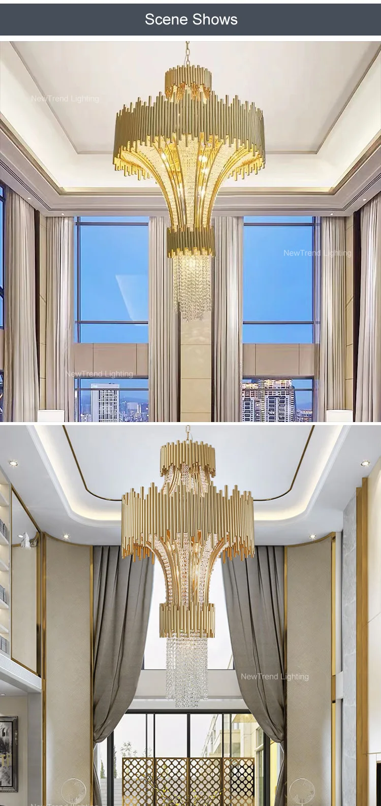 CPL-207 Modern Design Interior Decoactive Light Custom Hotel Restaurant Luxury Metal Crystal Chandelier factory