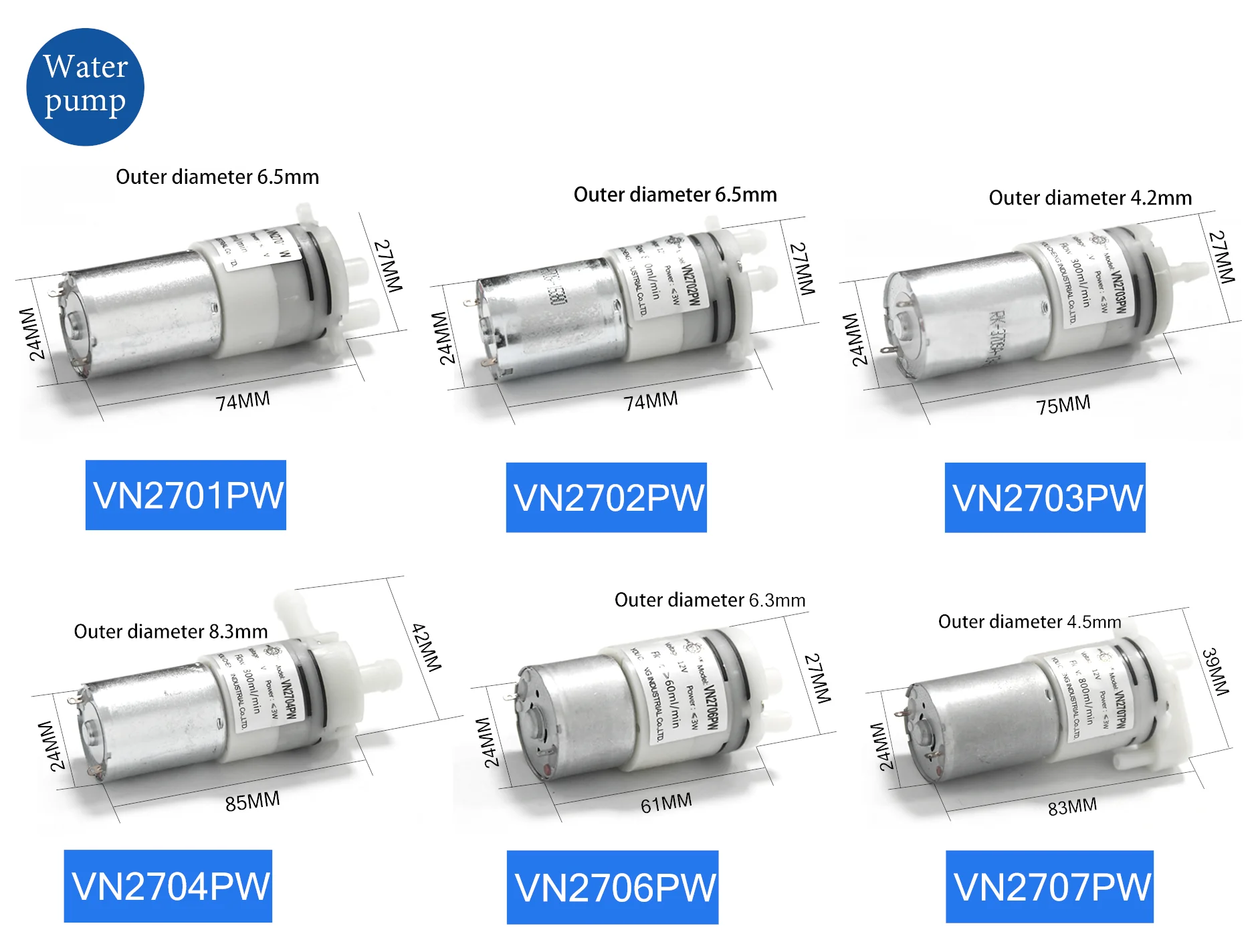 VN2704PW DC 3.7V 6V 12V 24V 0.6-4L/min électrique petite Mini pompe à vide d'air pompe à courant continu pour les détails de l'équipement de beauté