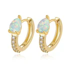 Fashion Pave Earrings Earrings Gemnel Fashion Jewelry Gold Plated Pave Opal And Cubic Zirconia Huggie Earrings