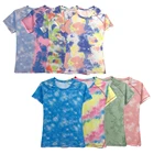 Plus Size Short Shirt S-2xl Plus Size Tie Dye Print Anti-wrinkle Fast Dry Yoga Wear Women's Fashion Short Sleeve T Shirt