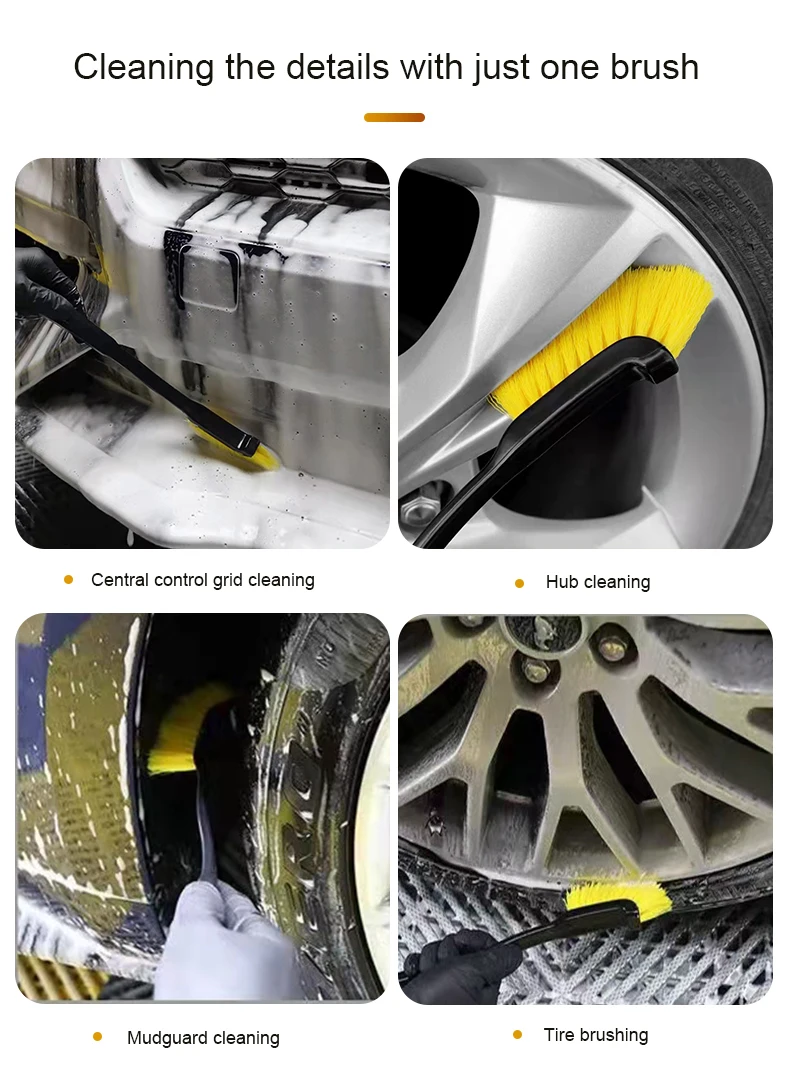 Car Wheel Cleaning Brush Wheel Hub Tire Long Handle Brush Car Inside Outside Cleaning Tool Car Cleaning Detailing Accessory
