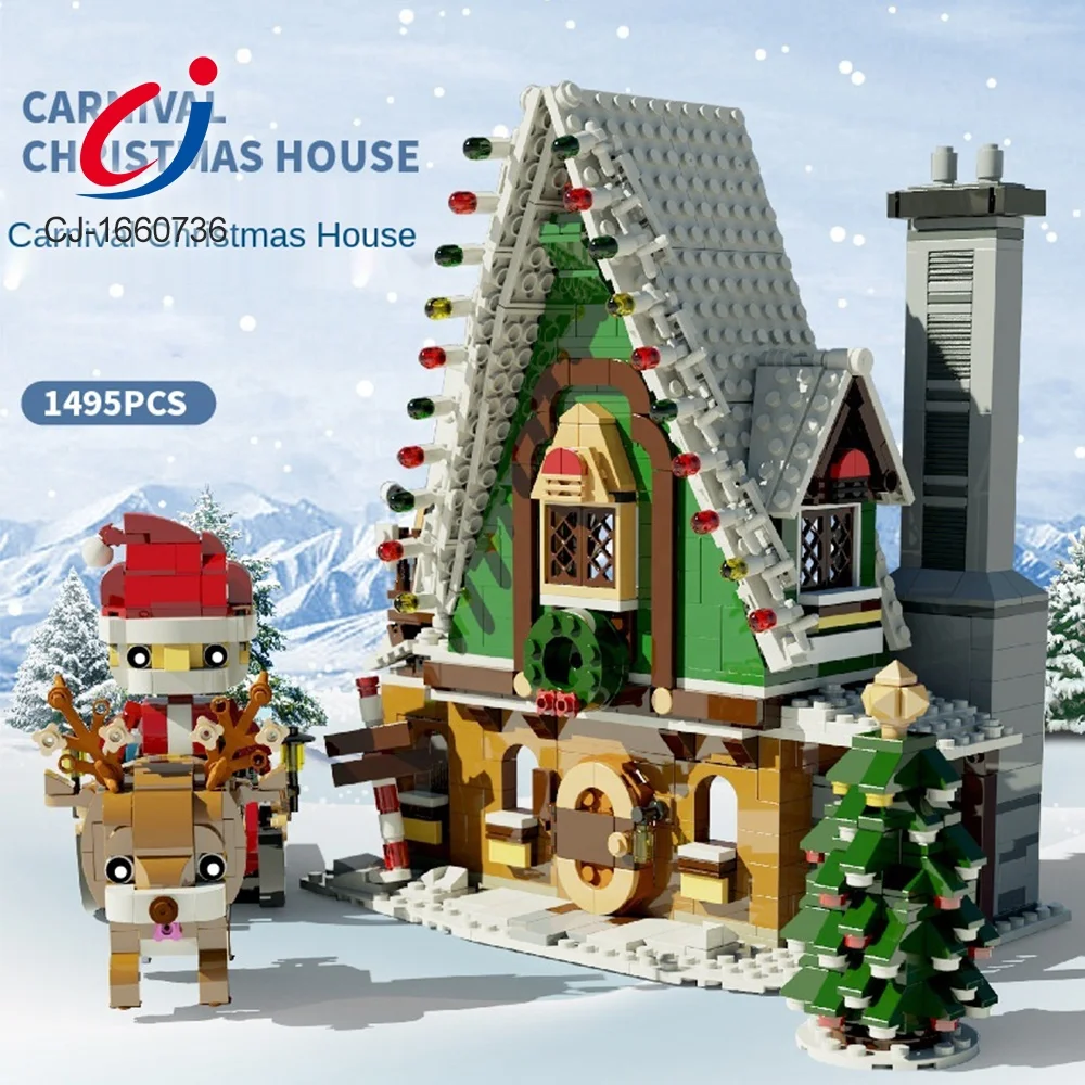 Trending Hot Selling Gift Block To Build 1452pcs Big DIY Christmas House Creative Kids Toy House Building Blocks With Light