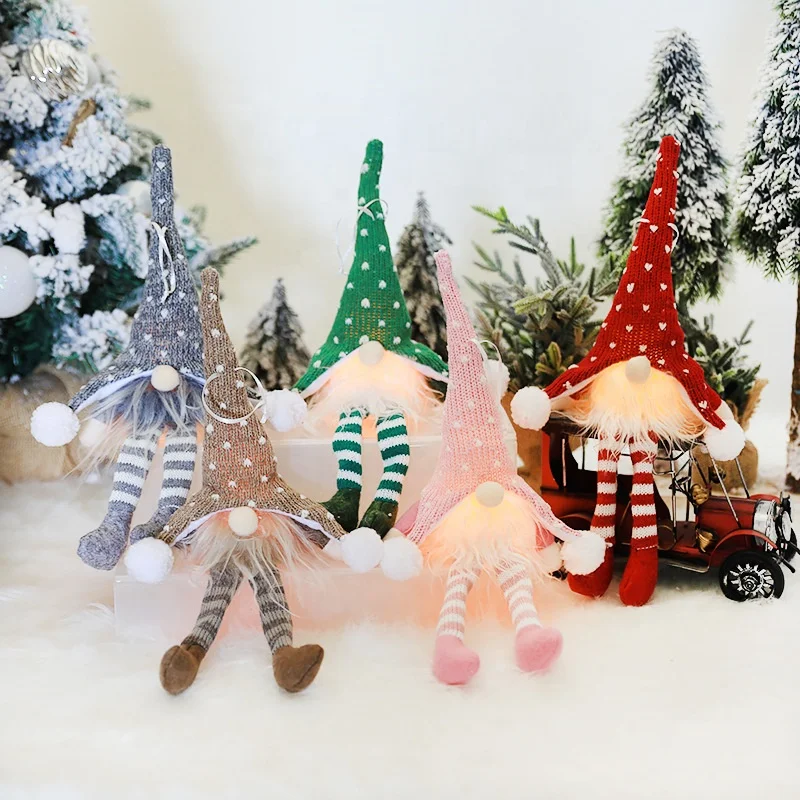 led light christmas decorations lights knitted forest faceless