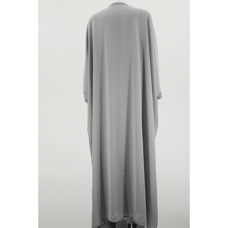 New Designs Eid Dubai Islamic Elegant Modest Abaya Women Muslim Dress Inner Slip Dress Abaya Set Embroider Satin Silk Open Abaya manufacture