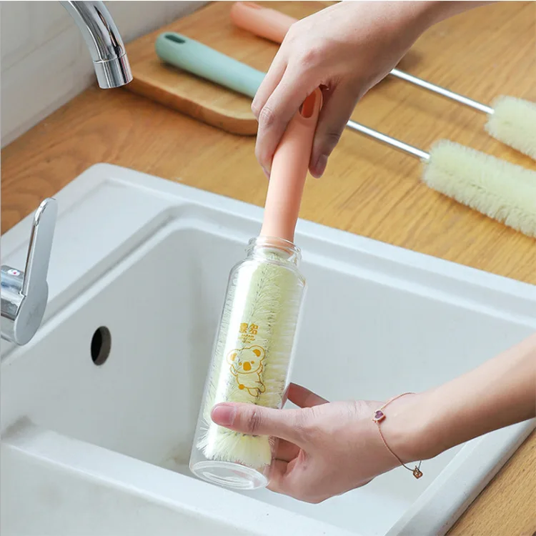 D2474 Household Portable Long Handle Glass Bottle Brush Cup Cleaning Brush