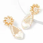 Pearl Heart Earrings Earringspearl Earrings F Korean Trend Big Gold Plated Pearl Heart Flower Shaped Earrings