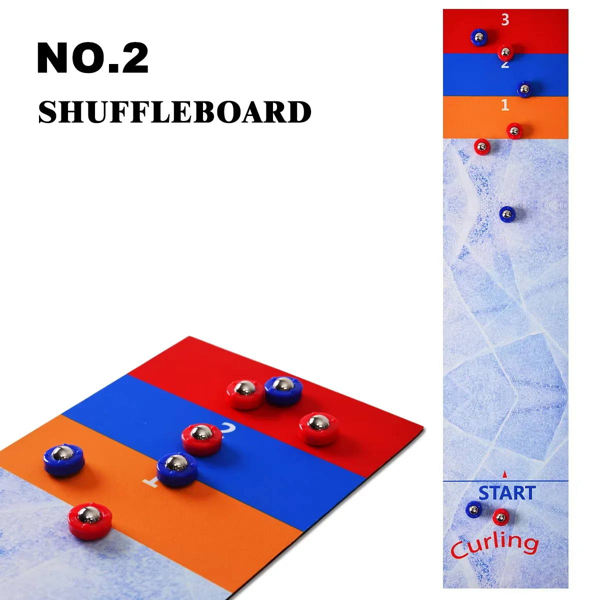 Portable Mini Tabletop Games for Family School Shuffleboard Table 3 in 1Curling Game and Bowling Set