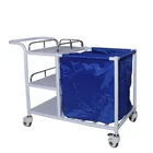 Steel Laundry Cart Hospital Trolley BT-SLT014 Cheap Steel Hotel Housekeeping Laundry Cart Hospital Linen Hamper Trolley With 3 Shelves