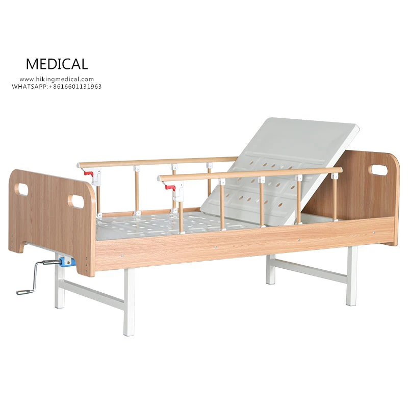 Wooden Manual Home Care Bed Hospital Nursing Bed For Elderly With Two