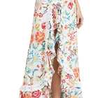Women Skirts Women Custom Fashion Casual Printed Floral Ruffles Straight Split Maxi Women Skirts