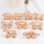 Car Wooden Wholesale Lovely Craft Animals Shape Small Car Toy Wooden Toys Vehicle For Children Rhinoceros