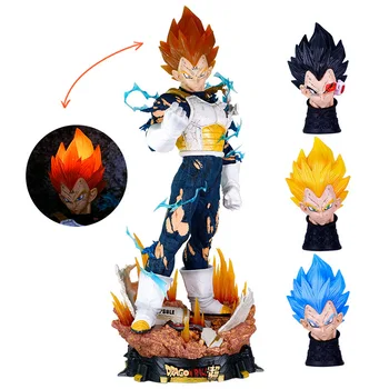 Hot sale Huge 53cm Anime Figure Vegeta Led Light Replaceable dra-gon balls Collectable GK dra-gons PVC Resin Anime Action Figure