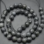 Labradorite 4mm~12mm Faceted Natural Black Labradorite Larvikite Gem Stone Round Loose Beads
