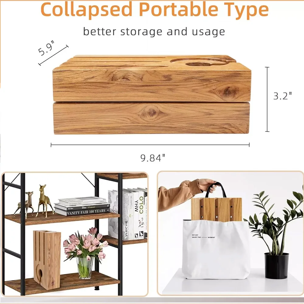 product expandable teak bathtub caddy tray with wine glass holder tablet phone stand soap dish foldable bathroom organizer-12