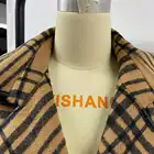 Black Coat Coat Black Brown Plaid Fringe Wool Long Women Trench Coat With PU Binding