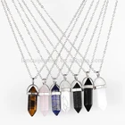 Natural Stone Pendant Necklace Women Pendant Natural Stone Bullet Shape Healing Point Turquoise Pendant Necklaces Crystal Stone Quartz Women Jewelry Necklace Pendant