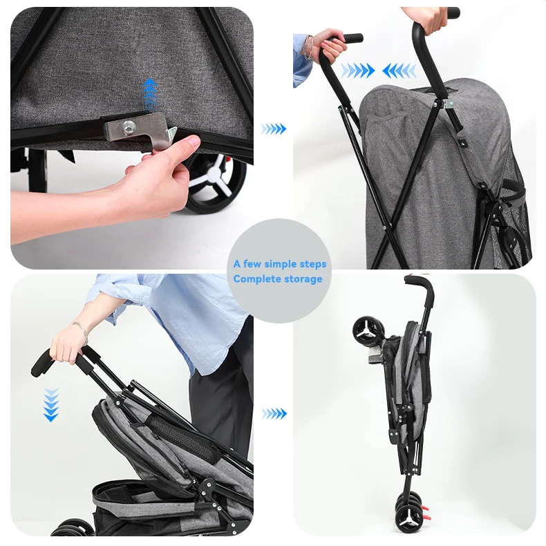 Luxury Low Price Pet Stroller Outdoor 4 Wheels Dog Strollers High Quality Pet Dog Cat Fold Travel Stroller manufacture
