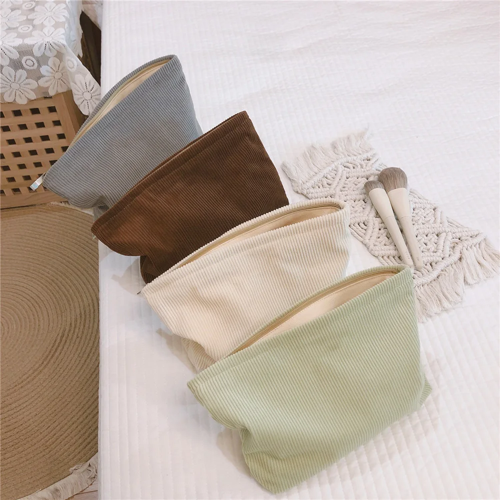 Purses Smile Dots Makeup Organizer Storage Makeup Bag Women Corduroy Cosmetic Bag factory