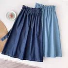 Skirts Designer Skirts Custom China Factory Wholesale Casual Elastic High Waist Midi Long Denim Skirts For Women Girls