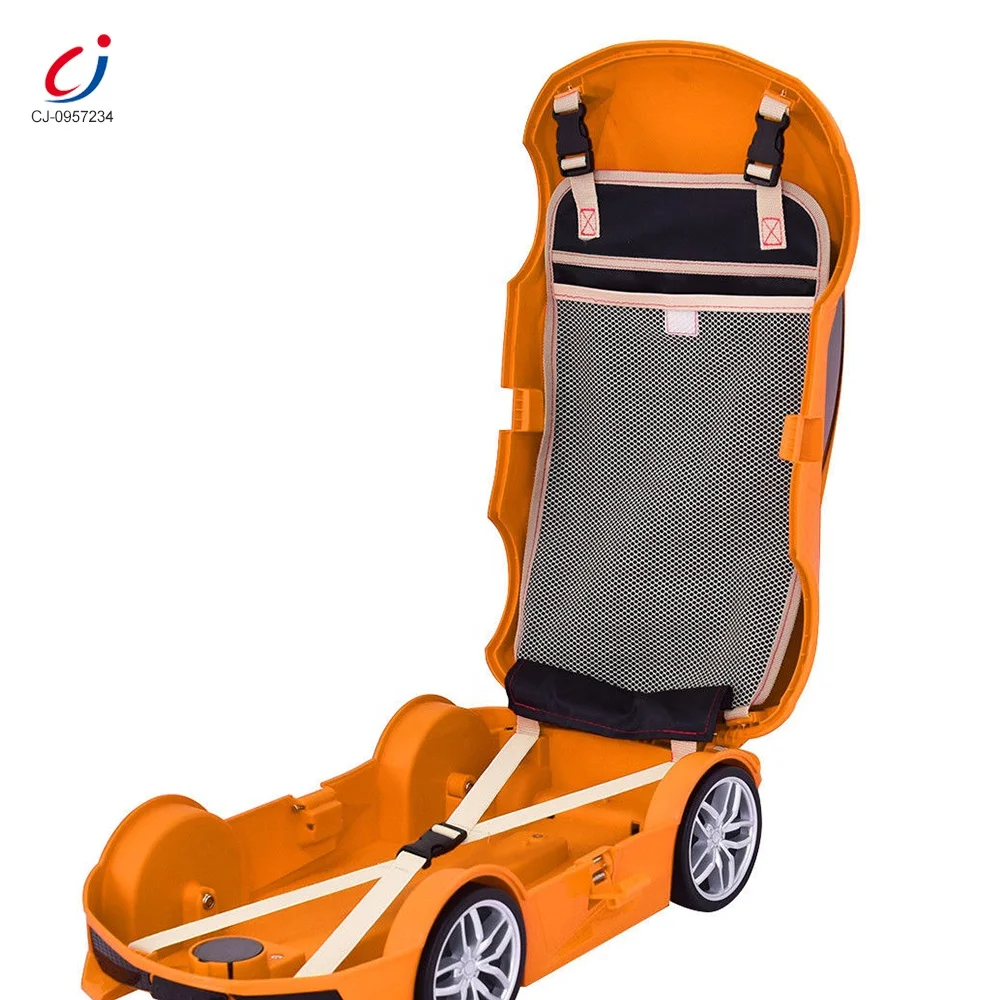 Outdoor play suitcase carry on children car design trolley kids travel luggage