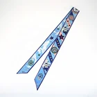 Multi-use Custom Pisces Of Zodiac Print Silky Satin Handbag Scarf Hair Band Long Satin Silky Head Scarf Twilly Scarf