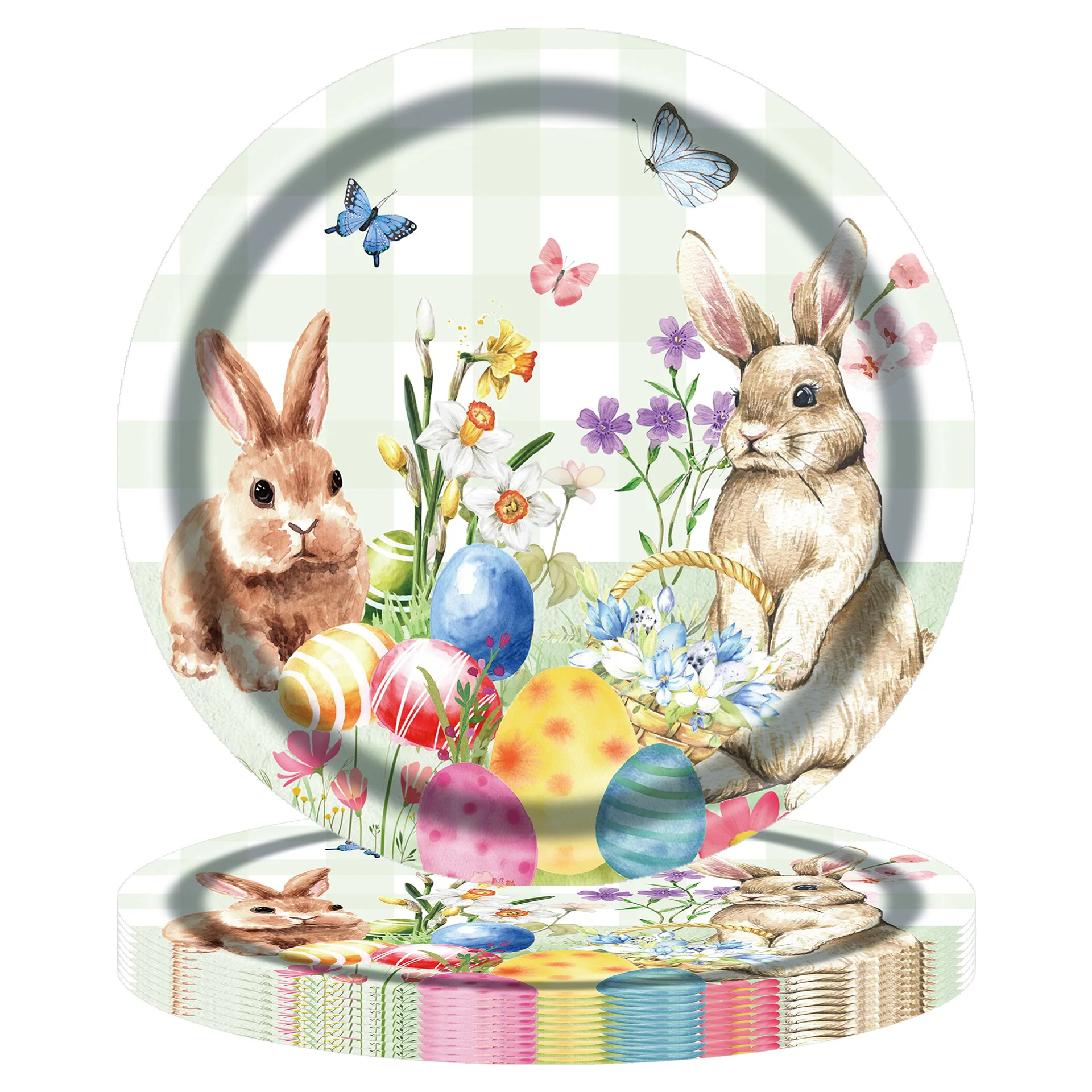 Animal Party Decoration custom Rabbit print birthday party disposable paper plates and cups set