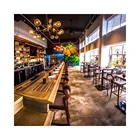 Wooden Bar Italian Style Pub Furniture Metal Based Wooden Seat High Dining Bar Chairs