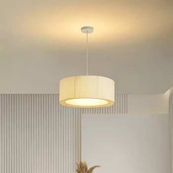 Art Fabric Pendant Lampshade Oval Minimalist Lamp Handmade Fabric Hanging Pendant Light