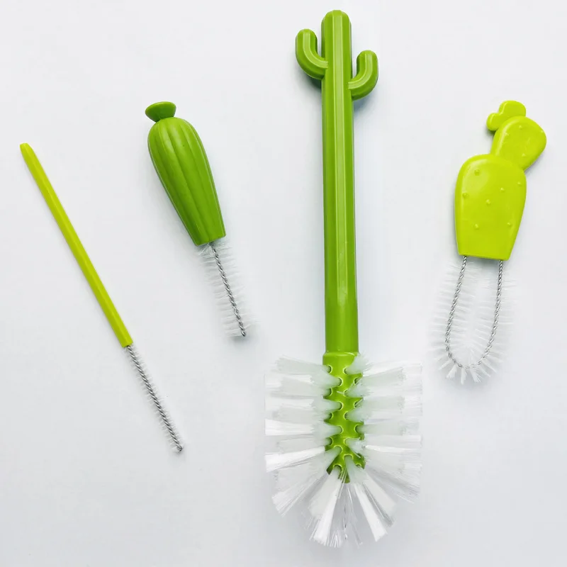 Cactus Water Bottle Cleaning Brush Set Cup Lid Gap Cleaning Brush Set Cleaning Tools Water Bottles Cleaner for Baby Bottles