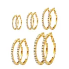 Gold Earrings Big Circle Shiny CZ Crystal Gold Plated Earrings Rhinestone Hoop Earrings