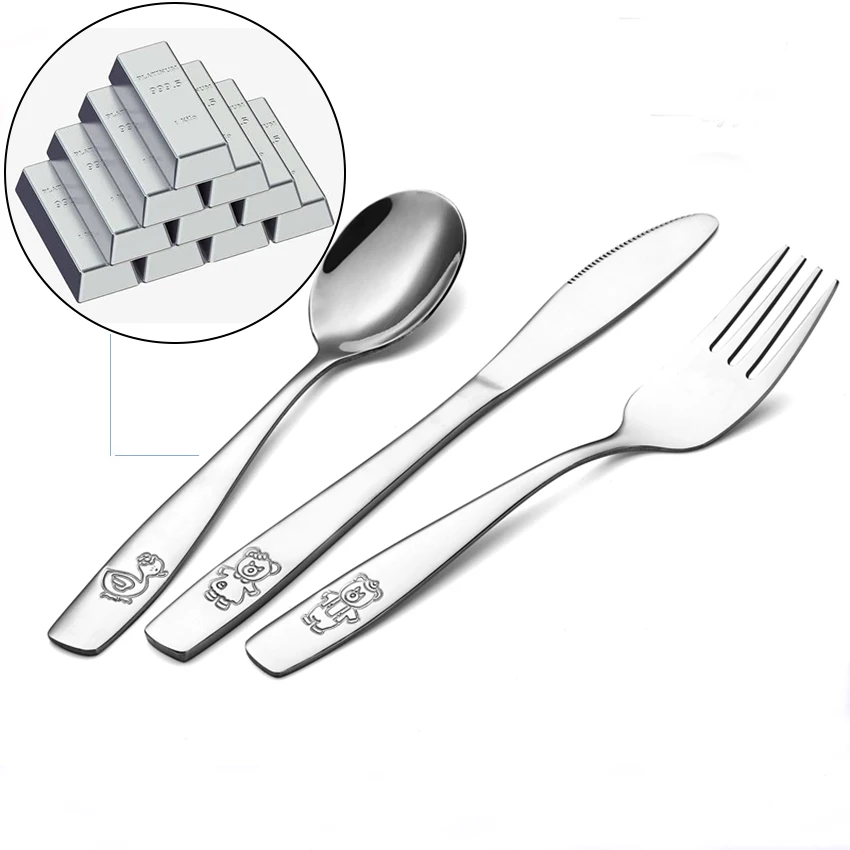 Set Of Cutlery. Children's Stainless Steel Fork And Spoon 1 Sets. With