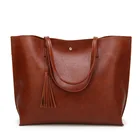Guangzhou Pu Leather Guangzhou Factory Oversize Women Tote Bag Tassel PU Leather Shoulder Handbags