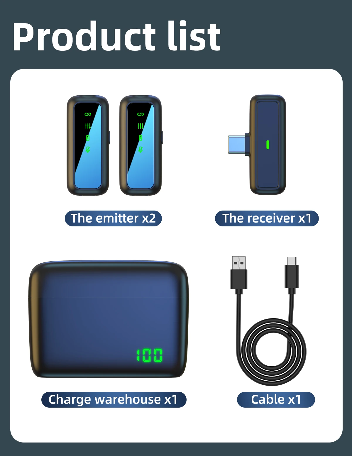 SX6 Lot de 2 microphones cravate sans fil pour iPhone et iPad avec étui de chargement et affichage numérique.