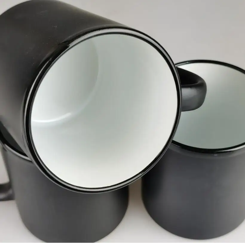 11oz Custom Factory Wholesale Sublimation Color Changing Black Matte Ceramic Magic Mug For Promotional gifts