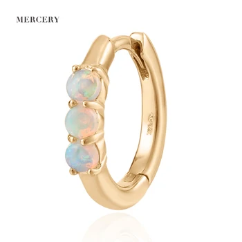 14K Yellow Gold Fashion Jewelry 14K Solid Gold Opal Earring Women's Gift White Opal Earring