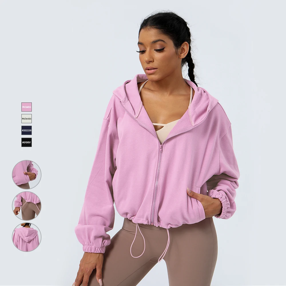 New Design Loose Zipper Women Yoga Long Sleeve Hoodies Yoga Sportswear Jacket