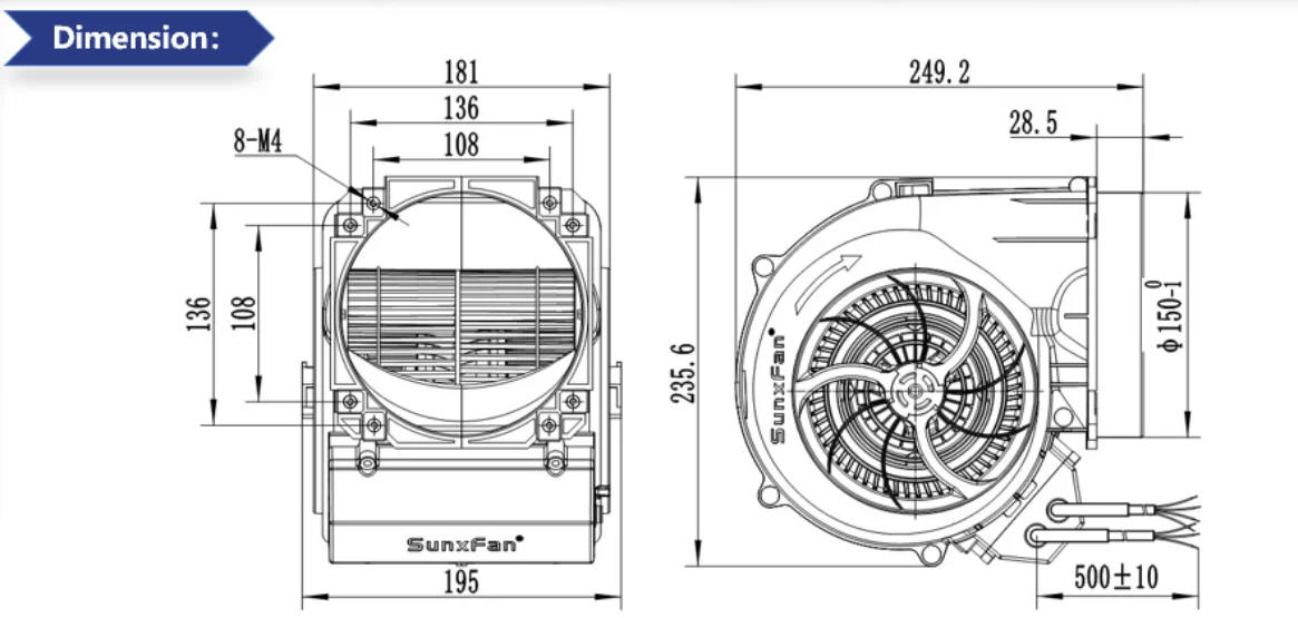 Restaurant Kitchen Hood Blower, 230V, Centrifugal, Radial - detail 8