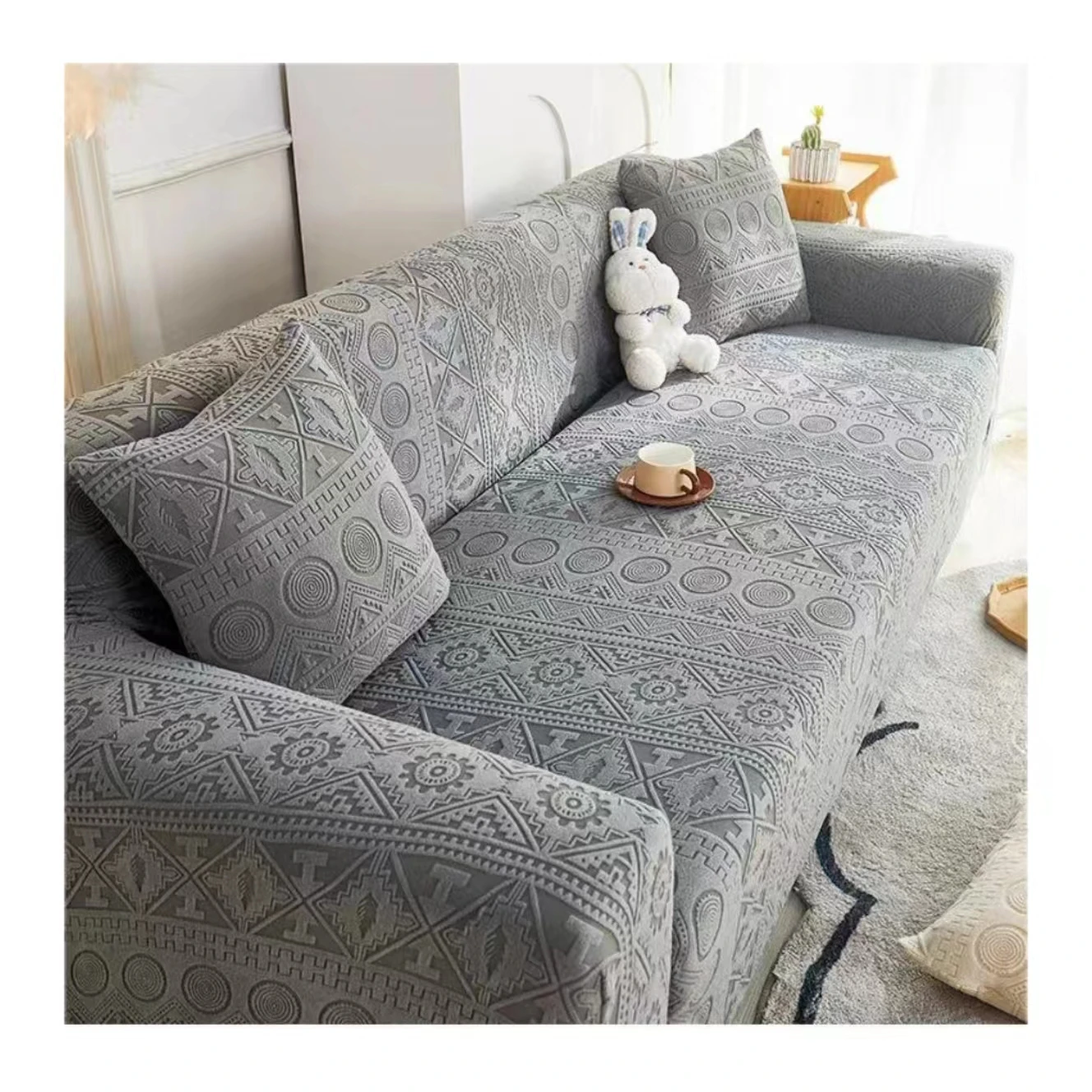 Wholesale Knitted Brushed Sofa Cover Elastic Multi New Designs Universal Covers For Sofa removable cover