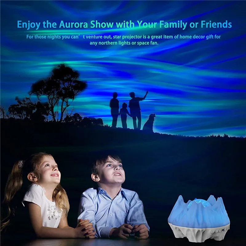 New Snow Mountain Star Light Aurora Projector USB BT LED Music Projector Night Light Projection Projection Lamp