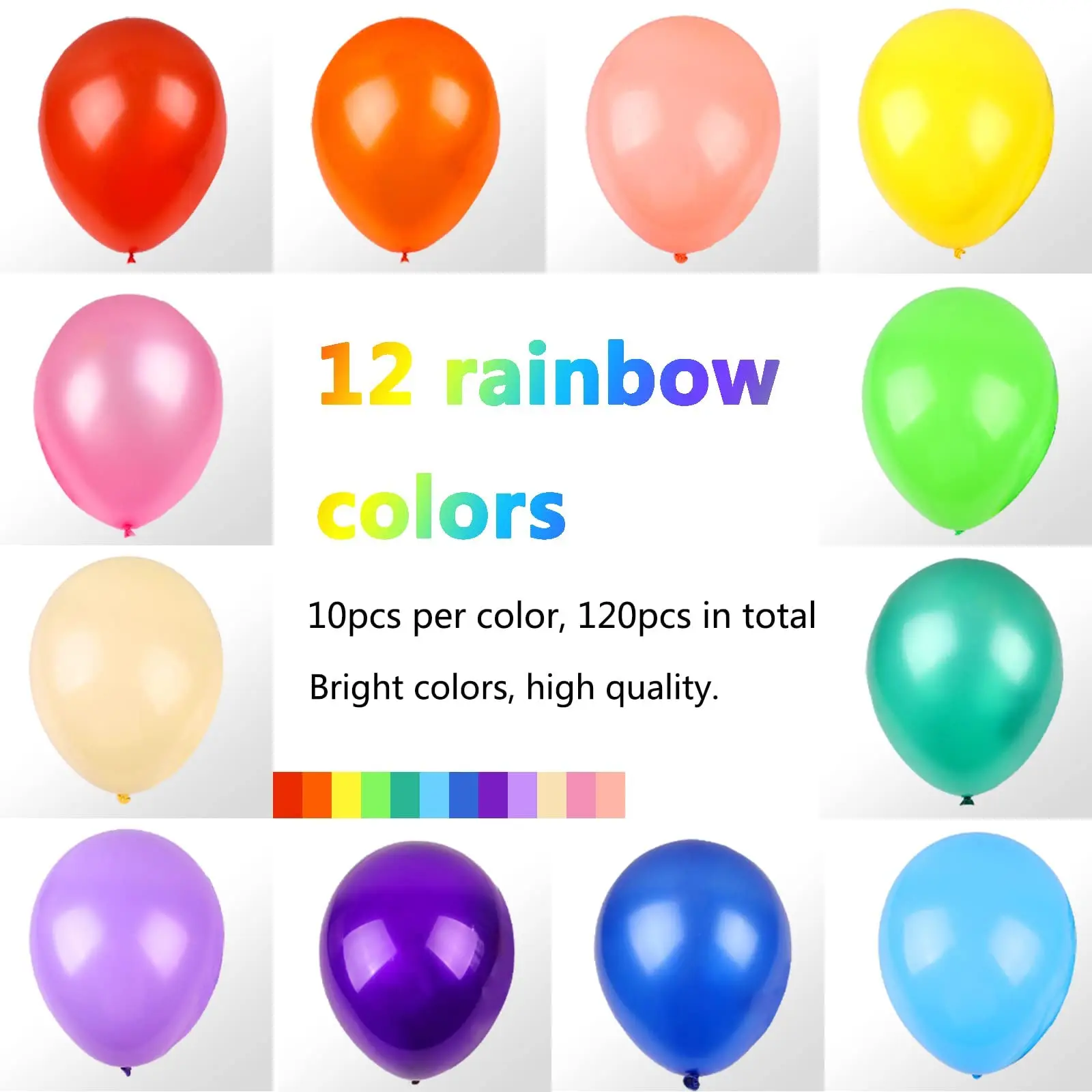 120pcs Balloon Set 12 Inch Chrome Wholesale Inflatable Pualatex Decorations Party Balloons For Bride Wedding Birthday
