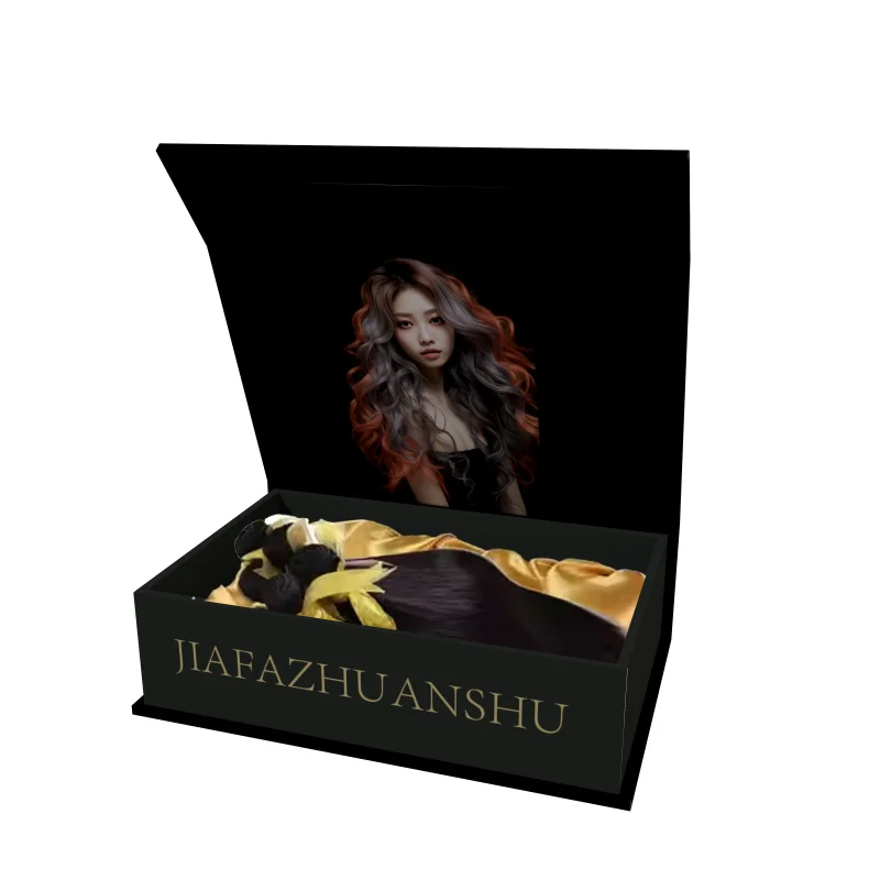 product digital printing folded magnetic paper box best selling luxury wig hair packaging box custom fashion hair accessories paper box-4