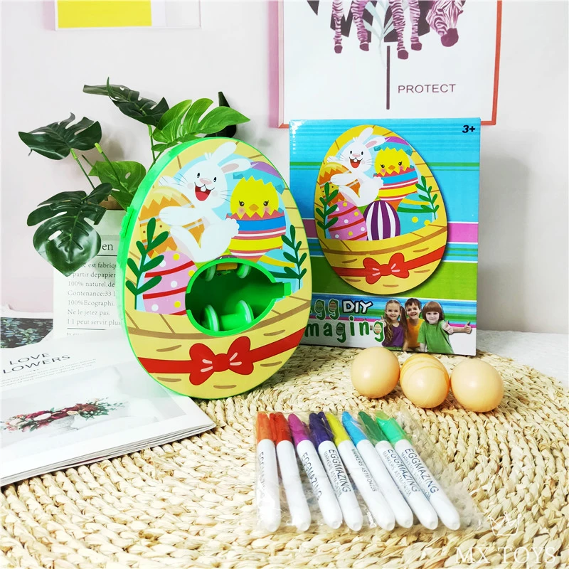Newest Easter Decorations Egg Dye Kit Plastic Easter Bunny Toy and Kid Painting Machine Coloring and Dying Decorator Eggs
