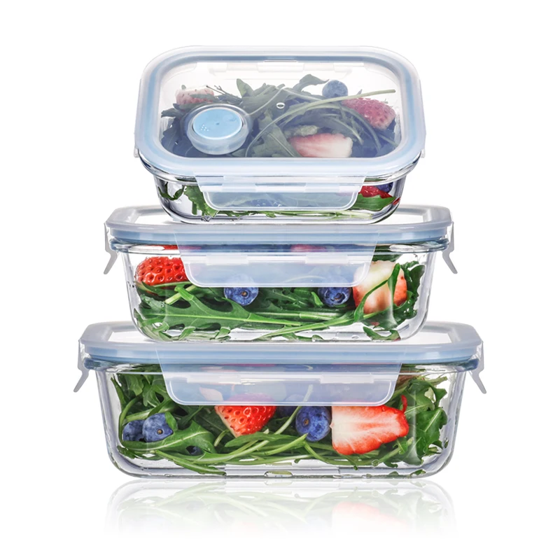 Glass Food Storage Containers with Lids Airtight Glass Bento Boxes Kitchen Accessories