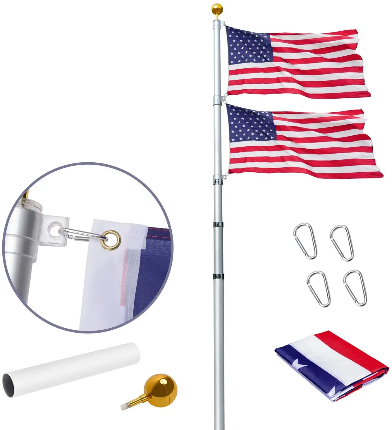 30 Foot Aluminum Flagpole Flag Pole Kit 30' 